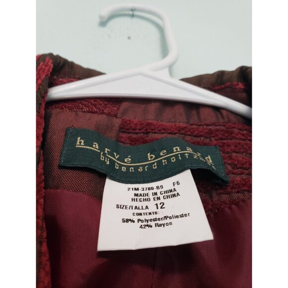 Harvé Benard Womens 12 Blazer Jacket Long Sleeve Button Front Red Green Tapestry - Picture 5 of 5